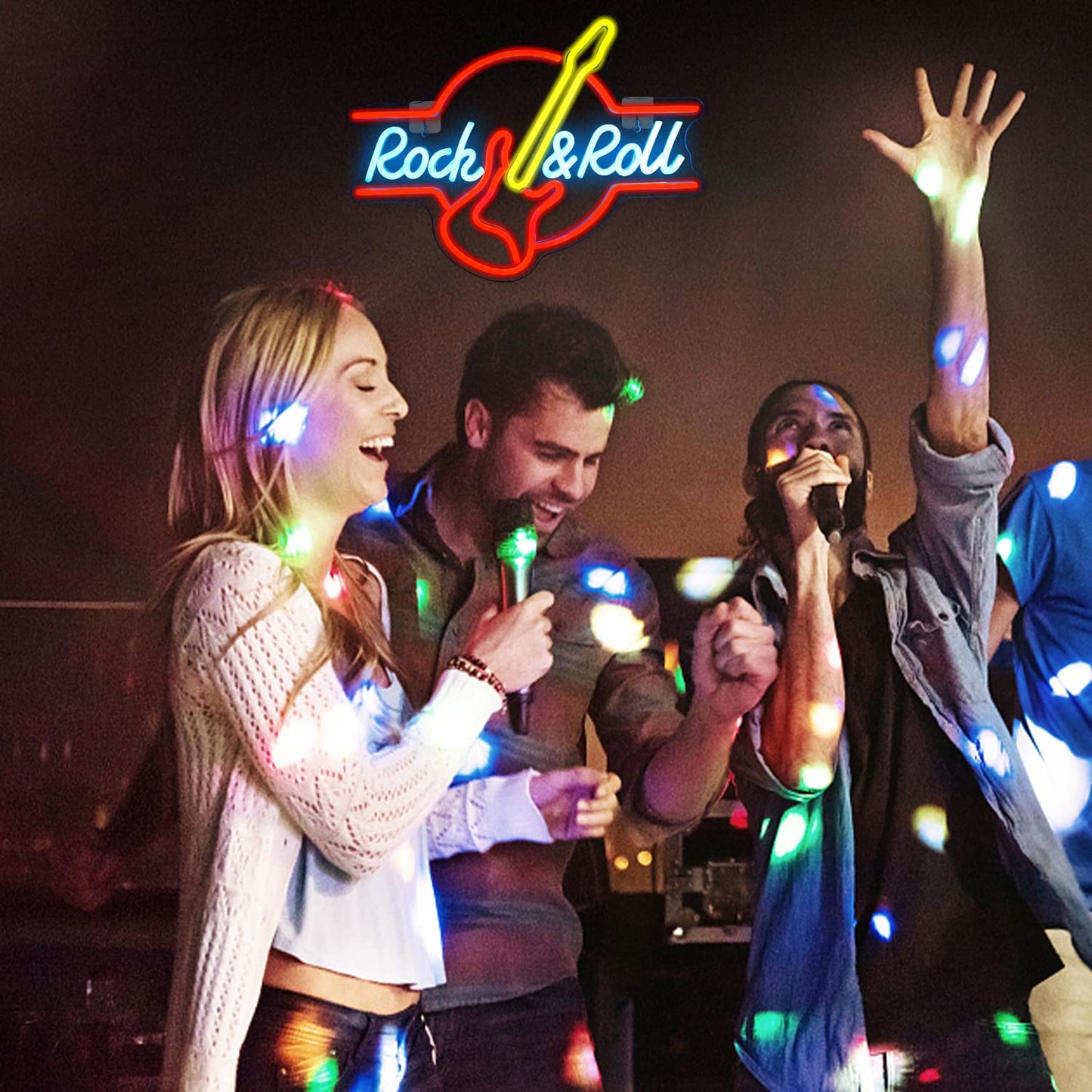 SIGNSHIP Guitar Rock&Roll Neon Sign USB Powered Neon Sign Light Letters for Wall Room Decor LED Lights for Bedroom Concert Hall Bar Club Party Wedding Decoration Birthday Gift
