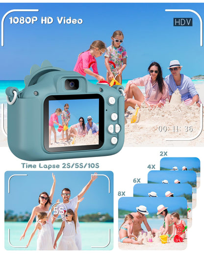 Children's camera, Gofunly kids camera 1080P 2.0-inch screen kids camera with 32GB card selfie digital camera photo camera for 3-12 year old boys and girls Christmas toy