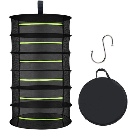 MORELX Herb Drying Rack, 6-layer Drynet, Hanging Drying Net with zippers, Foldable Drying Net with S-hooks and storage bag.