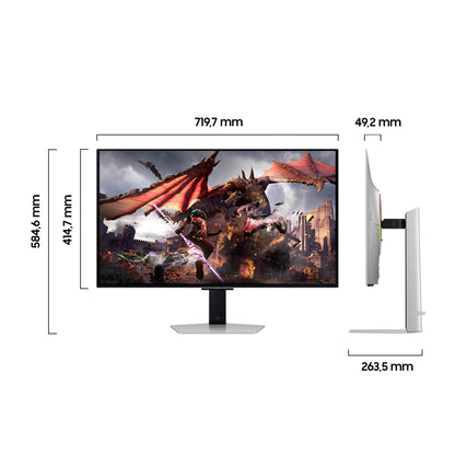 Samsung Odyssey G80SD OLED Gaming Monitor, 32 inches, 4K AI upscaling, UHD screen, 3,840 x 2,160 resolution, 240 Hz refresh rate, 0.03 ms response time (G/G), Nvidia G-Sync and AMD FreeSync Premium Pro, LS32DG800SUXEN
