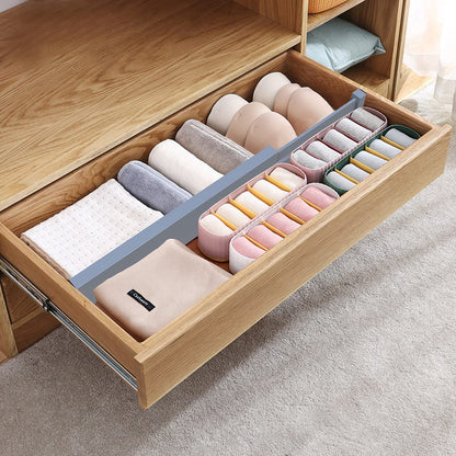 ANTOWIN Drawer Divider Adjustable Bamboo (42.5-56.4cm), Drawer Organizer, Spring Loaded, Kitchen, Dresser, Bathroom, Bedroom, Baby Drawer, Desk Organization System (grey)