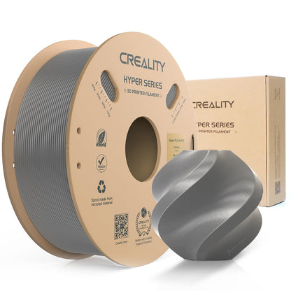 Creality PLA Filament Hyper PLA 1.75mm filament for 3D printers. High speed 30-600 mm/s. Precision +/- 0.02mm. Compatible with most 3D printers. 1kg Grey.