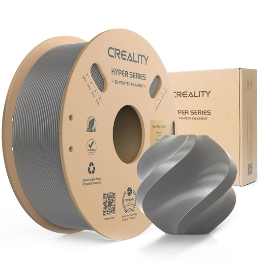 Creality PLA Filament Hyper PLA 1.75mm filament for 3D printers. High speed 30-600 mm/s. Precision +/- 0.02mm. Compatible with most 3D printers. 1kg Grey.