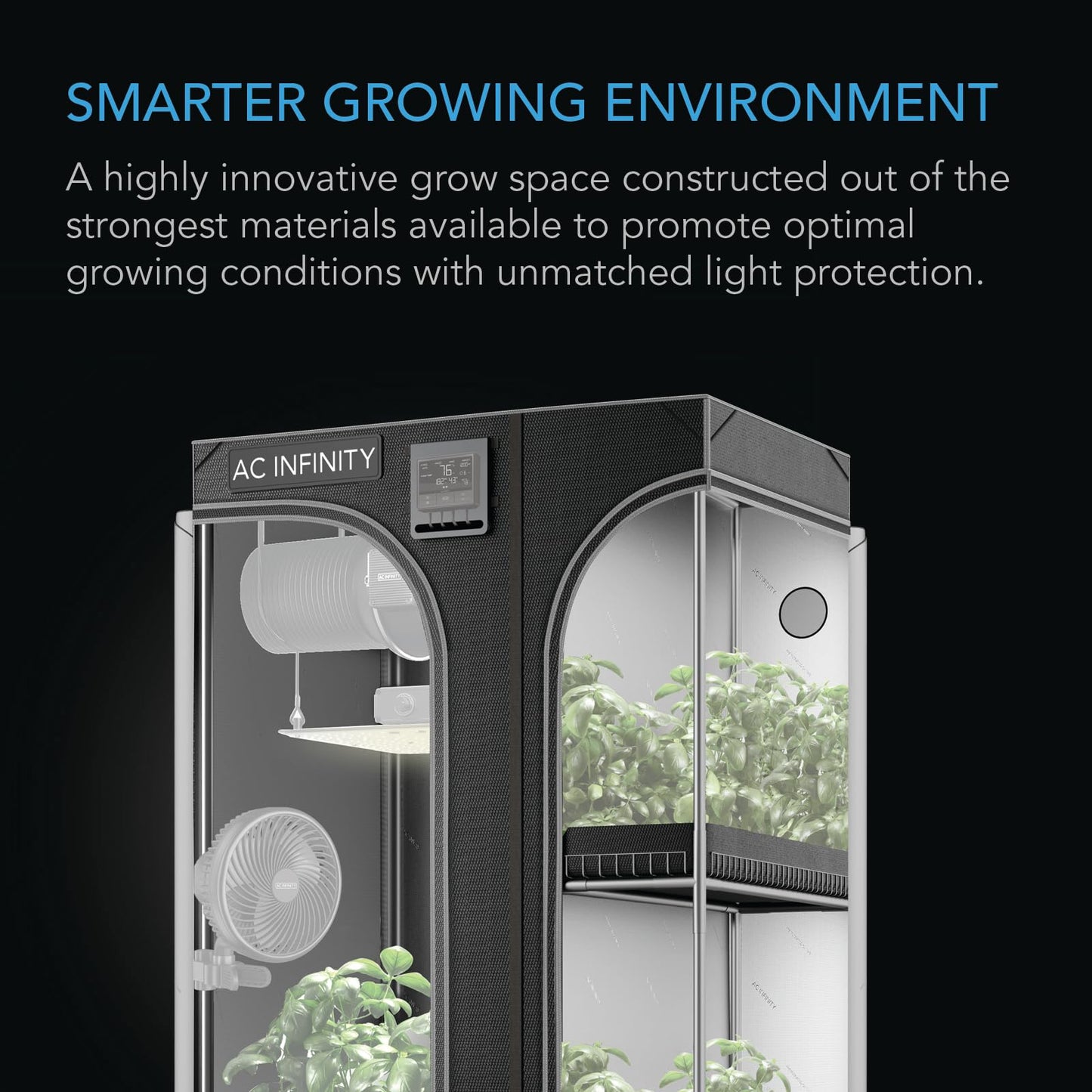 AC Infinity CLOUDLAB 632D - 2-in-1 Advanced Grow Tent 90 × 60 × 180 cm, 25 mm steel poles, 2000D Mylar, for hydroponics and indoor growing.