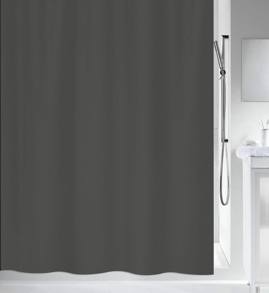 Spirella Mold Shower Curtain - Anti-Bacterial, Washable, Waterproof Polyester, "Primo" 180x180cm Anthracite, Grey, 180 x 180 cm