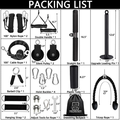 Favuit Cable Pulley Fitness Cable Lat Pull-down Forearm Trainer Set, Gym Arm Strength Training Triceps Rope Weight Fitness Equipment DIY Lat Pull Tower Cable Pulley System for Home Gym Biceps Curl Triceps Arm Training.