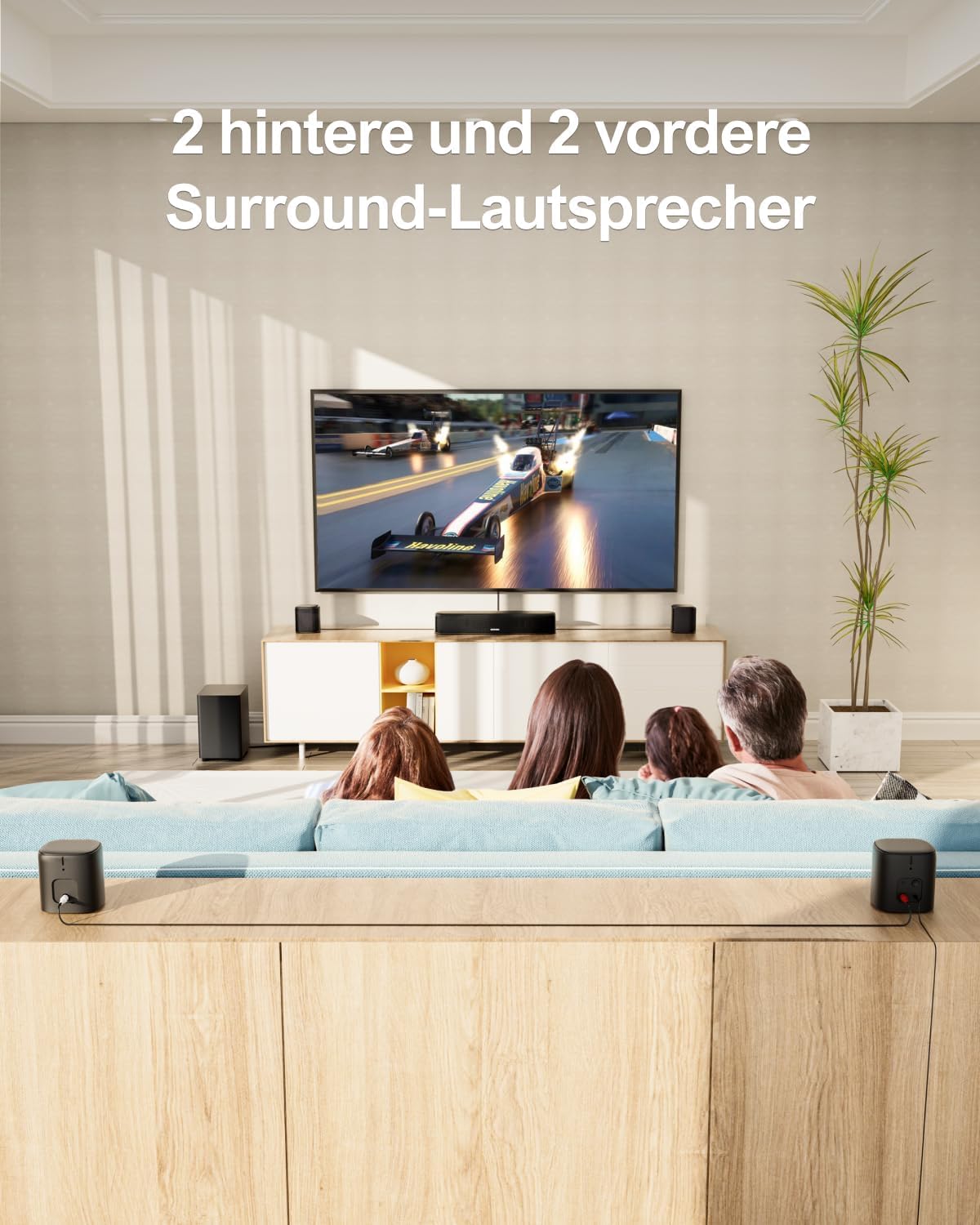 ULTIMEA 7.1ch Soundbar for TV devices, Surround Sound System for home cinema with app control, Soundbar with Subwoofer, 4 Surround Speakers, Sound system with adjustable EQ, Bluetooth 5.3, Aura A40