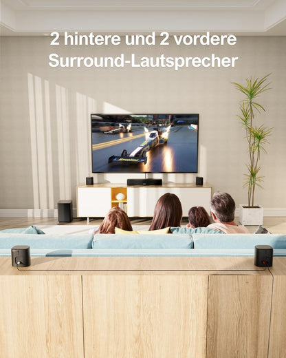 ULTIMEA 7.1ch Soundbar for TV devices, Surround Sound System for home cinema with app control, Soundbar with Subwoofer, 4 Surround Speakers, Sound system with adjustable EQ, Bluetooth 5.3, Aura A40
