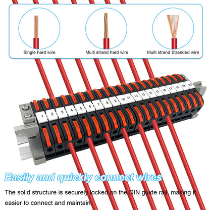 40 pieces of DIN rail terminal blocks, 0.08-4 mm² PCT-211 terminal blocks, terminal block terminal strip kit, quick wiring electrical connection block for automation projects, DIY projects.