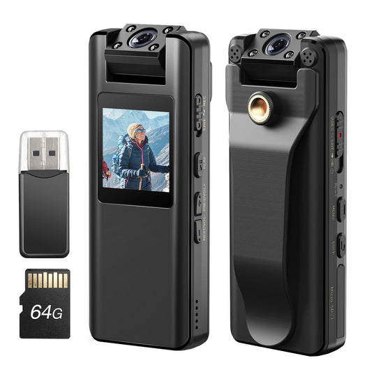 BOBLOV A22 64GB Mini Body Camera, 1080P HD BodyCam with OLED screen for playback, 180° rotatable lens, pocket body camera with audio, supports 4 hours of recording.
