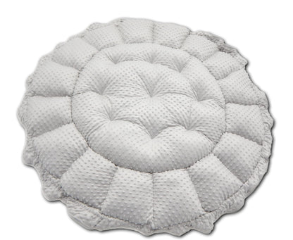 LOOLAY Babynest 3in1 XXL – Baby nest, play mat, and travel bed 90/155cm - Handmade from cotton with ruffles - Perfect for twins (Dandelion Grey/Minky Grey)
