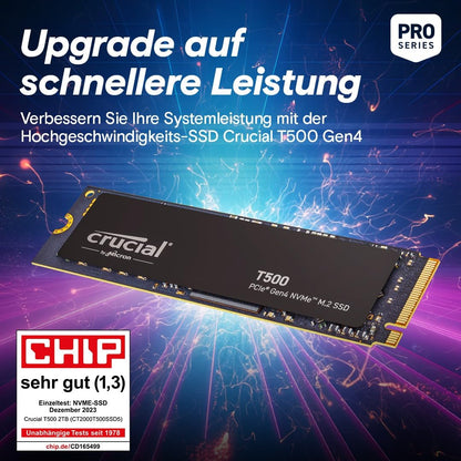 Crucial T500 2TB PCIe Gen4 NVMe M.2 Internal SSD, up to 7400 MB/s, TLC NAND, compatible with laptop and desktop, Microsoft DirectStorage - CT2000T500SSD8.
