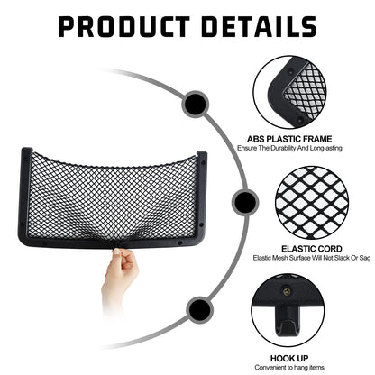 Omtofo 4 Piece Trunk Net Bag, 42x21cm Car Storage Net, Multifunctional Car Seat Storage Net, Luggage Net Storage Net for RV, Camper, Truck, Boats, Vans