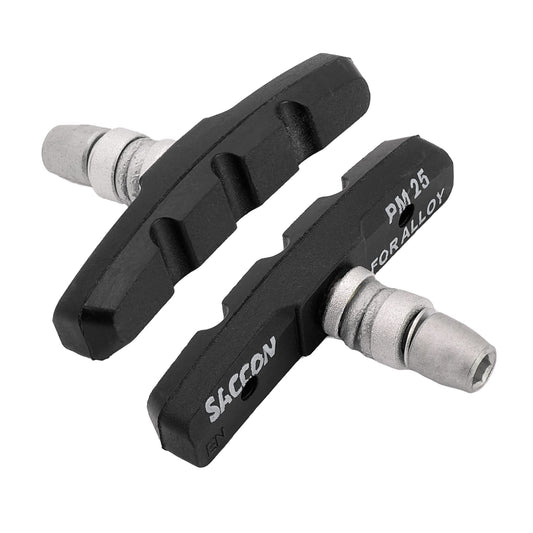 P4B | Brake pads for V-Brake - 70 mm | Model PM25 | Bicycle brake pads with bolts, symmetrical thread, and mounting material (black / 10 pairs = 20 pieces)