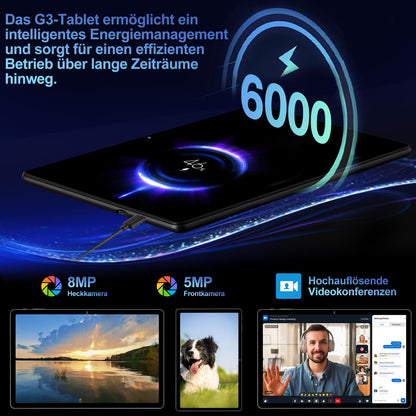 GOODTEL 2024 Latest Tablet 10 Inch Android 13 with 12GB RAM + 128GB ROM 1TB TF, 5G + 2.4G WiFi, GPS, Bluetooth 5.0, 6000mAh, Dual Camera 8+5MP, Cast, OTG, Type C, with case, keyboard & mouse - Black