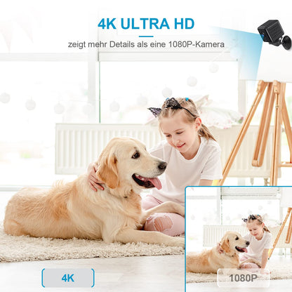 TODAYI 4K HD WiFi Mini Indoor Surveillance Camera Live Transmission Smartphone APP For Micro Camera Indoor With Battery Compact Small Security Camera With Motion Detection Night Vision