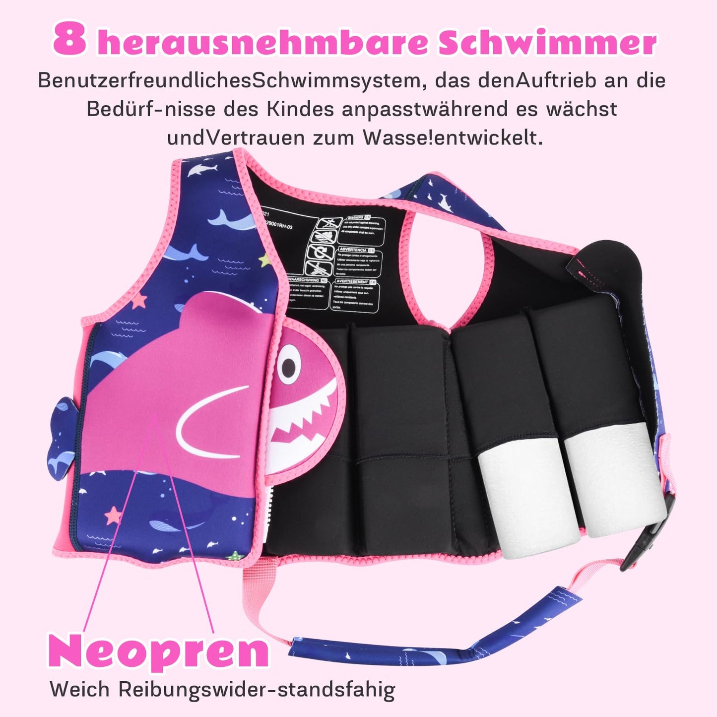 YIKANWEN Neoprene life jacket for kids & babies, ideal swim aid for boys & girls aged 1-3 years and 11-19 kg (S)