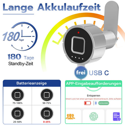 Fingerprint lock, Eseesmart mailbox lock, furniture lock with fingerprint APP, electronic cabinet lock with 3 locking tongues, drawer lock for locker house office 30mm.