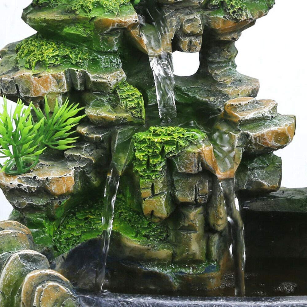 TFCFL indoor tabletop fountain green plant garden fountain outdoor fountain with LED lighting waterfall decoration (no mist)
