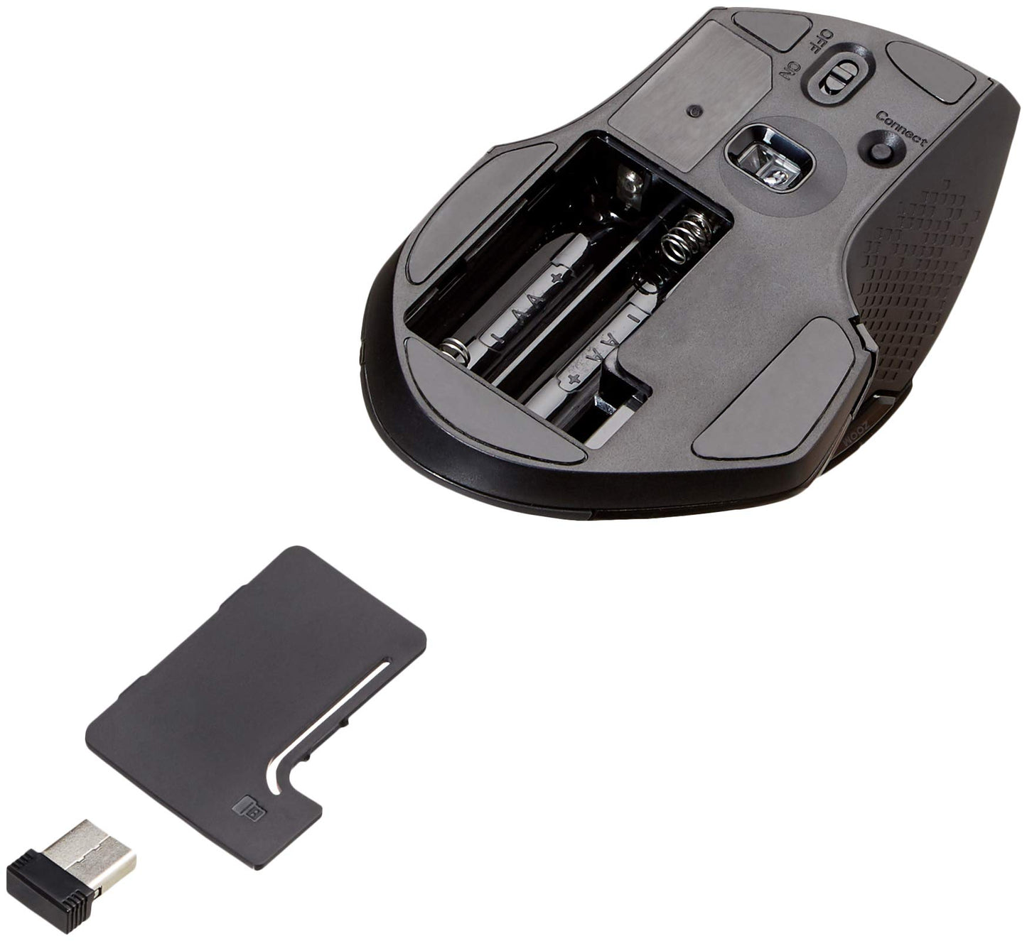 Amazon Basics Ergonomic Wireless Mouse with Fast-Scrolling, Standard Size, Black.