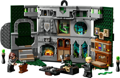 Lego 5-piece set: 76409 Gryffindor House Banner, 76410 Slytherin House Banner, 76411 Ravenclaw House Banner, 76412 Hufflepuff House Banner, & 30392 Hermione's Desk