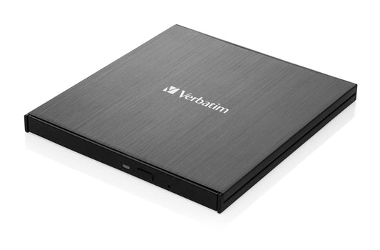 Verbatim External Slimline Blu-ray Writer with USB 3.2 cable, external DVD and Blu-ray burner, perfect for notebooks and computers without a drive, Blu-ray player & DVD drive for playback in Ultra HD 4K.