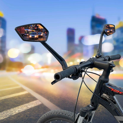 Homieway Bike Mirror 2 Pack, 360° Rotatable Extra Large Bike Rearview Mirror, HD Shatterproof Real Glass Scratch Resistant Bicycle Mirror for E-Bike Handlebar Universal Bike Rearview Mirror (left - right)