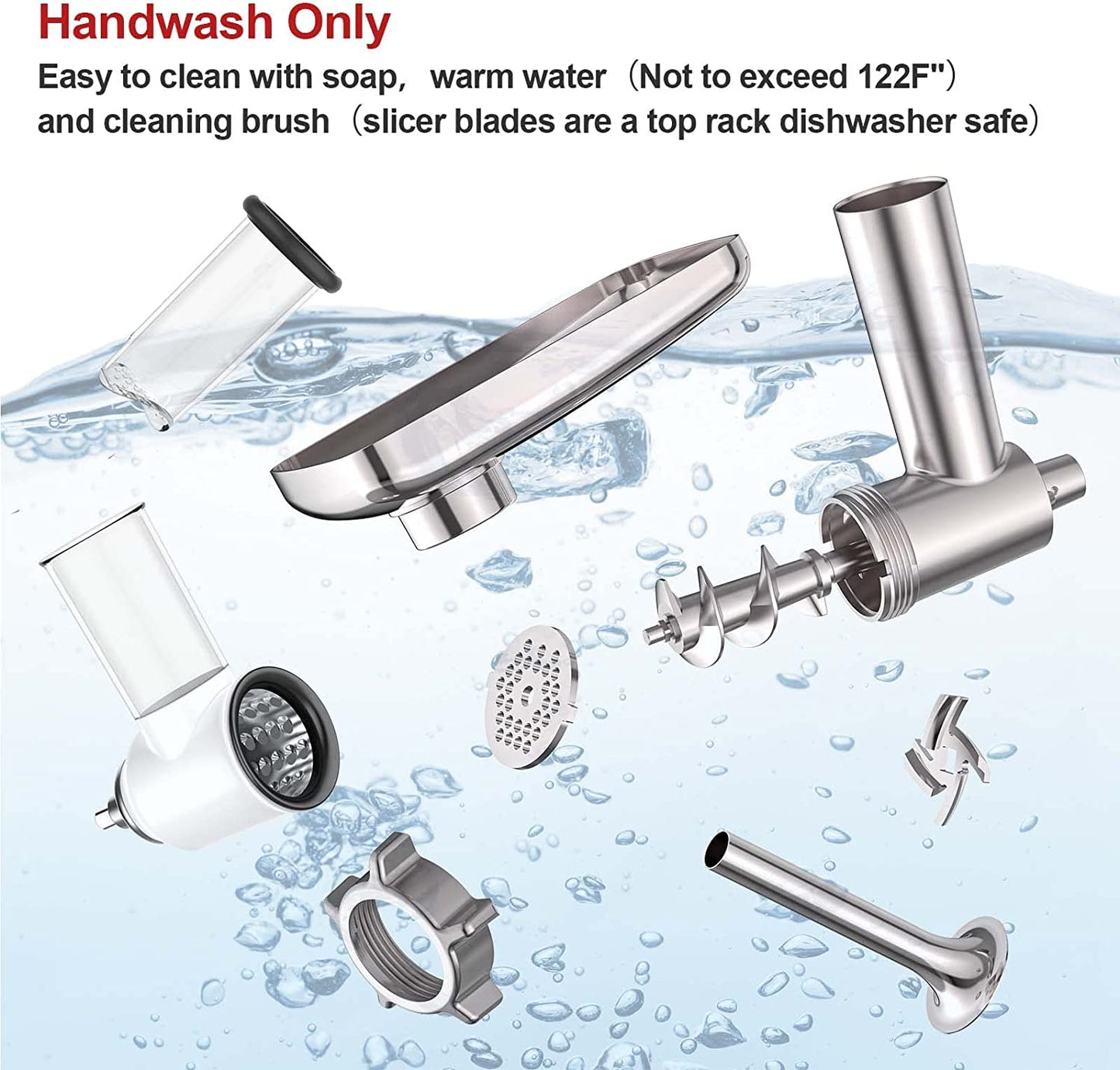 COFUN Meat Grinder Attachment for Kitchenaid, Meat Grinder with 4 Grinding Plates, 3 Sausage Stuffers for Kitchenaid, Meat Grinder Attachment for Kitchenaid Metal Grinder