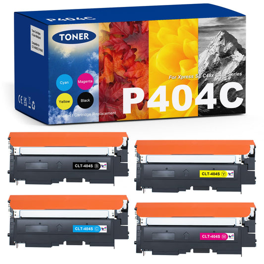 CLT-P404C CLT-404S Multipack Compatible for Samsung C480w Toner for Samsung Xpress C480fw Toner C480w C480 C480fn C430 C430w C48X C43X Series CLT-K404S CLT-Y404S CLT-C404S CLT-M404S (4-pack)
