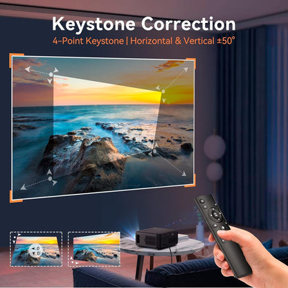 SUREWHEEL WiFi Projector 20000 Lumens Mini 5G Projector 4K Full HD 600-inch Home Theater Projector 4P&4D Keystone Correction/Zoom/Bluetooth Projector Compatible with Smartphone/Tablet/TV Stick/HDMI/USB (Black)