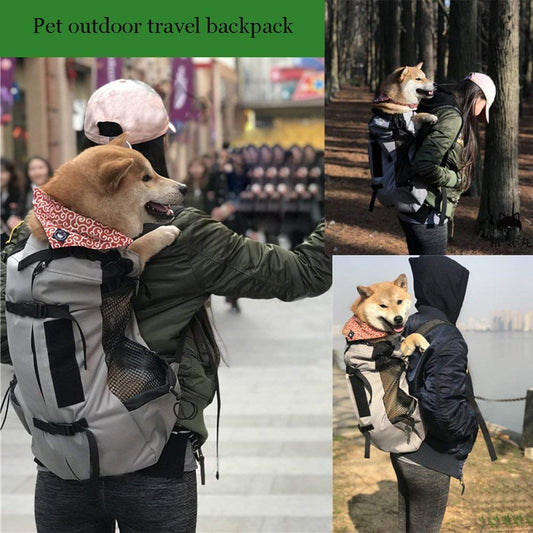 WLDOCA dog backpacks for medium dogs up to 15kg - Breathable foldable pet carrier bags - Suitable for motorcycle riding, hiking, shopping, traveling - Safety and comfort, Black, L