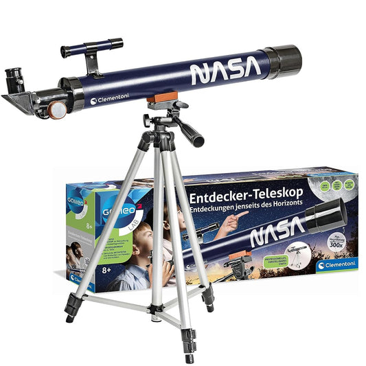 Clementoni Galileo Lab NASA Explorer Telescope - With 300x magnification, tripod, and interchangeable eyepieces - Star telescope for kids aged 8 and up, 59352