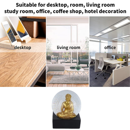 Snow globe water ball Buddha statue crystal ball desktop ornament decorations for home office tabletop decor (Buddha statue)
