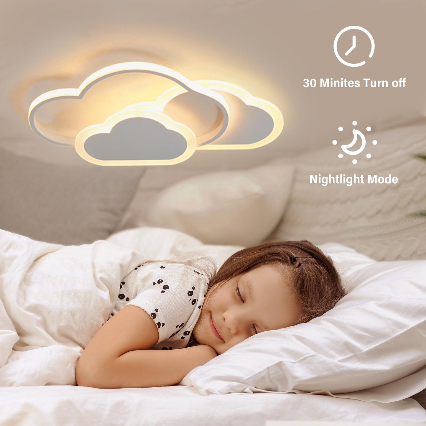YUEEU 42CM LED Ceiling Light for Bedroom, Dimmable Children's Room Cloud Ceiling Lamp, Cloud Lamp with Remote Control, Ceiling Lights for Kids, Nursery Night Light.
