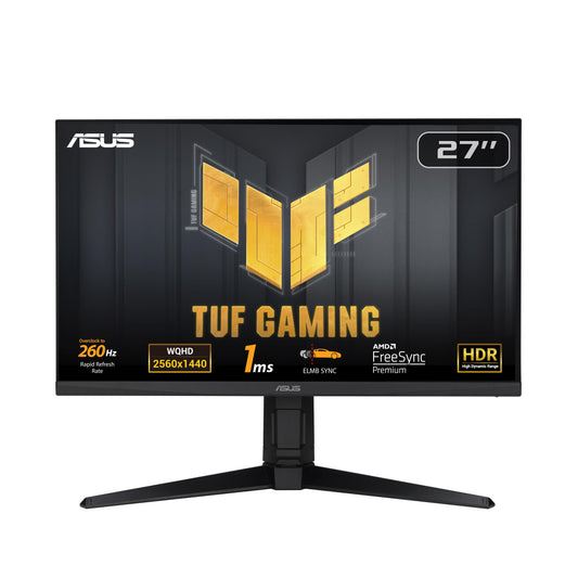 ASUS TUF Gaming VG27AQML1A - 27 inch WQHD monitor - 260 Hz, 1ms GtG, G-Sync, FreeSync, Adaptive Sync, ELMB, GameFast, DisplayHDR 400 - Fast-IPS, 16:9, 2560x1440, USB, DP, HDMI, ergonomic, speaker.