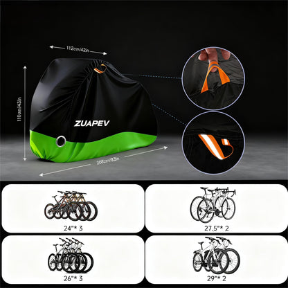 ZUAPEV Bike Cover for 2-3 bikes Waterproof, Bicycle Garage Weatherproof Bicycle Tarpaulin Polyester 210D Bike Tarp Rain Protection, Bike Garage Outdoor Cover Protective cover 208x112x110 cm