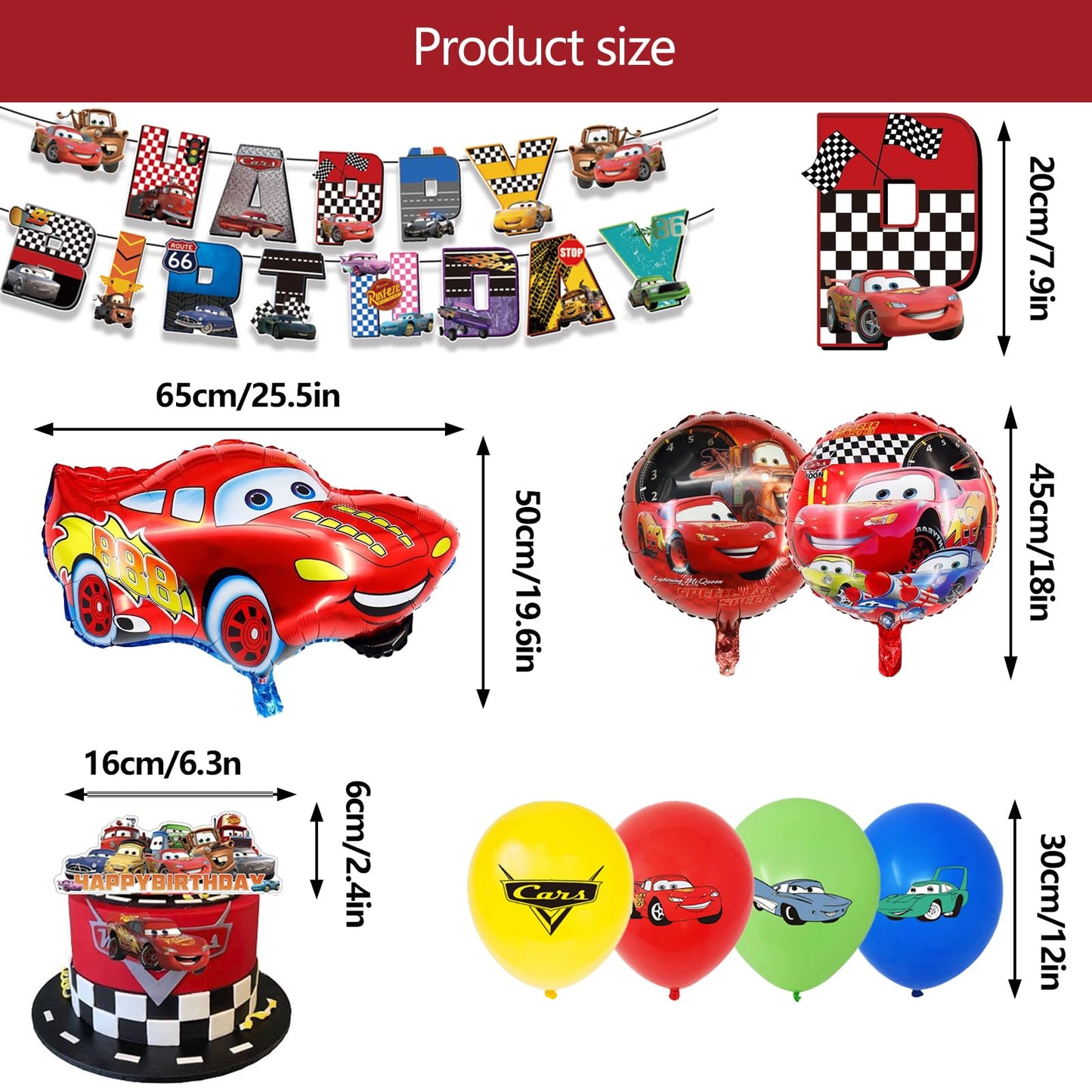 79-piece birthday decorations, kids birthday decor, boys girls birthday decorations, party supplies set with plates, banner, napkins, balloons, cake topper, foil balloons.