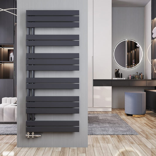 Meykoers Towel Radiator Flat 138x60cm Bathroom Heater Panel Anthracite Towel Warmer Side Connection Design Radiator