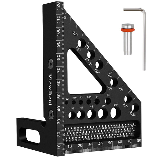 3D miter angle multifunctional 22.5-90 degree angle gauge aluminum alloy high precision layout measuring tool marking tool woodworking measuring tools for carpenters, engineers black