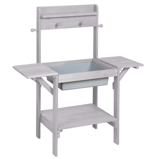 Roba mud kitchen Midi for children - Outdoor play kitchen for the garden - with containers for water & sand - Weatherproof wood in gray color