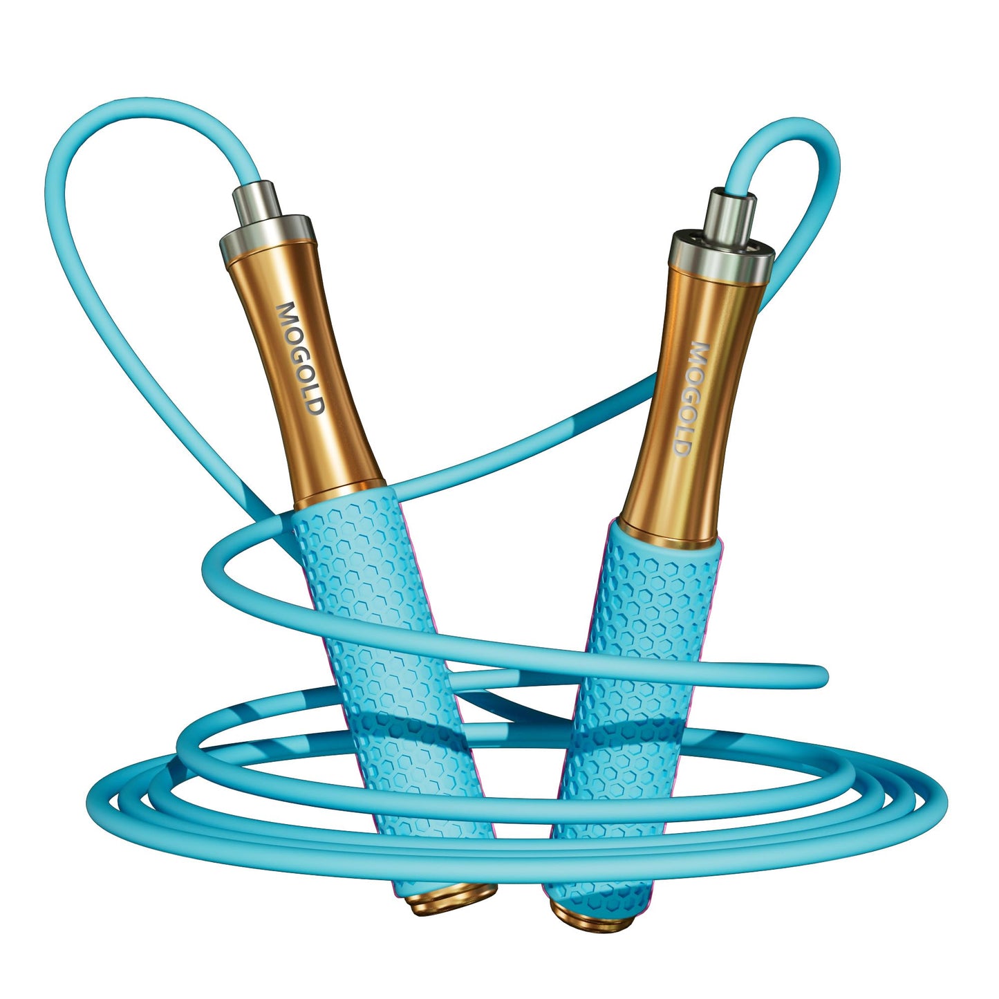 MOGOLD Skipping Rope for Kids Adults Fitness - Ball bearing skipping Rope, Metal handle, core with silicone grip, adjustable, 3m long jump rope, great for Workout, Fitness, Weight Loss