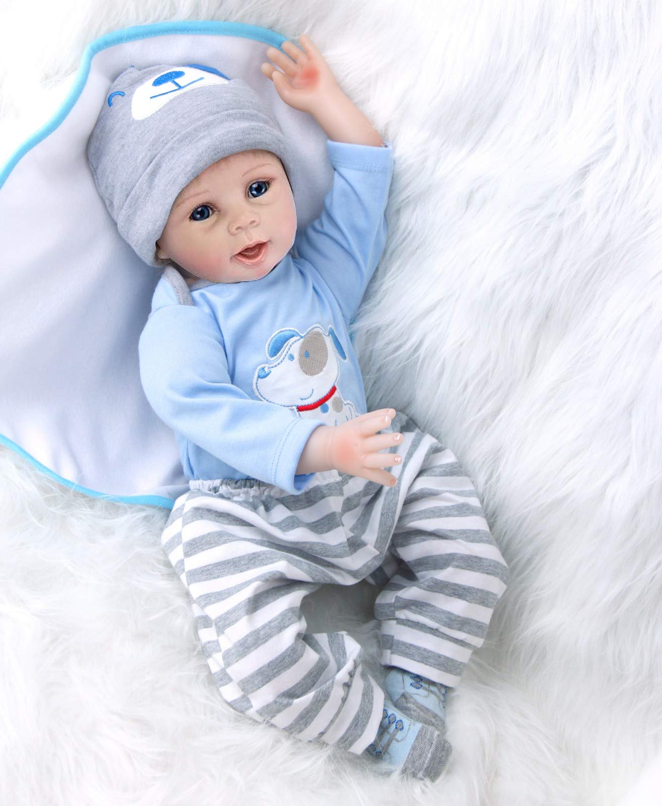 ZIYIUI Reborn Baby 22 inch 55cm Realistic Doll made of Soft Silicone Vinyl - Handmade, Looks like a real baby.
