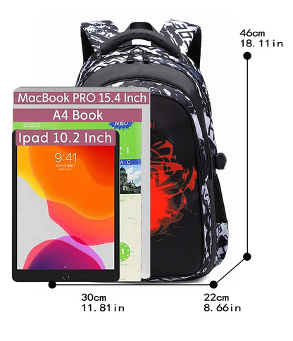 Asge School Backpack for Boys Teenager School Bag for Girls 3-5 Grade Ergonomic Kids Football Print Backpacks for 8-10-15 Year Olds School Bags for Boys Waterproof for School Bags School