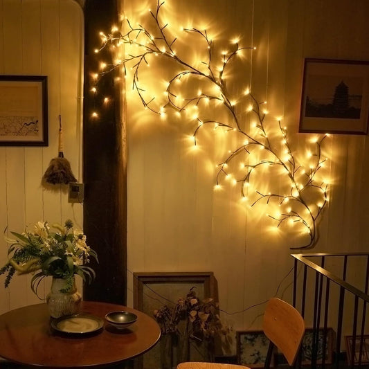 Ciskotu Willow Vine LED Fairy Lights with Plug, 144 LEDs Willow Vine Tree String Lights for room, LED Tree Wall Decor Living Room, Artificial Light Branches Bedroom Decor