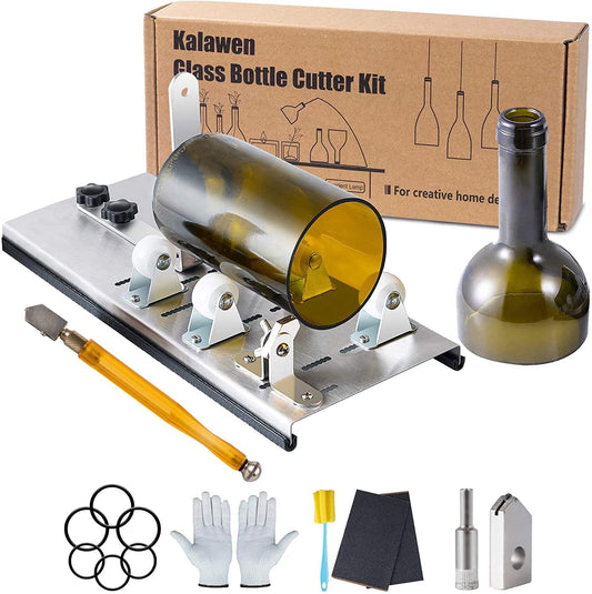 Kalawen Glass Bottle Cutter Stainless Steel Bottle Cutter with 5 Adjustable Wheels Glass Cutter Bottle Cutter Kit for DIY Bottle Planters Glass Chandeliers Candle Holders