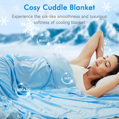 Avoalre Cooling Blanket 150x200cm - lightweight summer blanket with Arc-Chill 3.0, Q-Max＞0.5 Cooling blanket for sleeping, 2 in 1 double-sided Self-cooling blanket for people