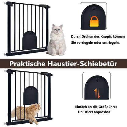 YRHome door guard without drilling stair gate stair guard for children baby gate with sliding door for dogs & cats Auto-Close 180° Two-way opening baby safety gate, 95-105 cm, Black