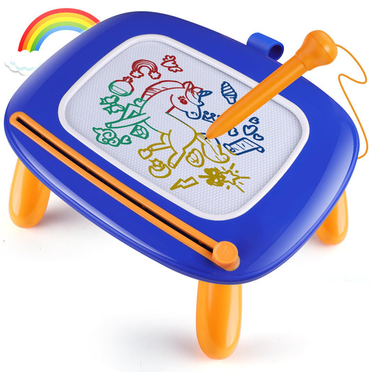 Smasiagon Magnetic Drawing Board for Kids, Colorful Erasable Magna Doodle with Legs for Toddler Toy for 1 2 3 Year Old Boys Gift (Navy Blue)