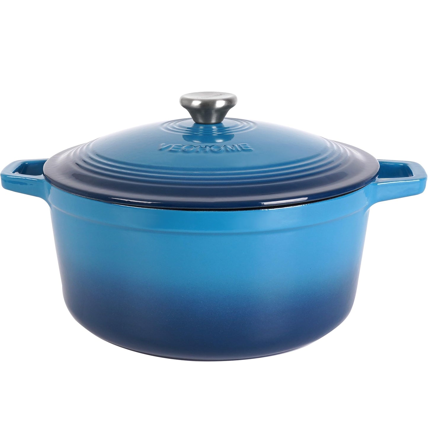 VeoHome Cast Iron Pot 6L | Roaster | Cast Iron Pot Blue - Braising Pot | Roasting Pot | Frypan | Cooking pot| Stews or roast dishes Stew, Bread baking | Dutch Oven | Oven safe | Enamel