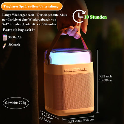 Tmiyas Karaoke Machine with 2 Wireless Microphones, Portable Bluetooth Karaoke Speaker with LED Lights for Home Party, Gift for Birthday, Christmas, Toys for Girls and Boys.